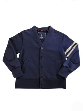 K1417 * Land's End Boys Button Front Cardigan Knit Sweater Navy Blue Size M 5-6